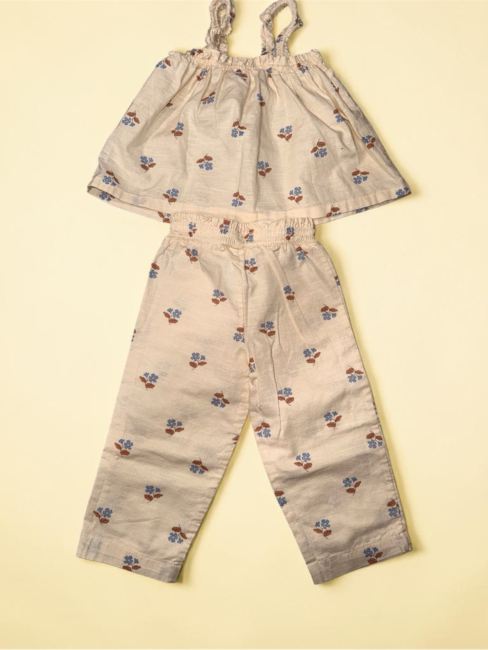 Carter's Cream Spring Set with Blue and Brown Floral Print Size 18M